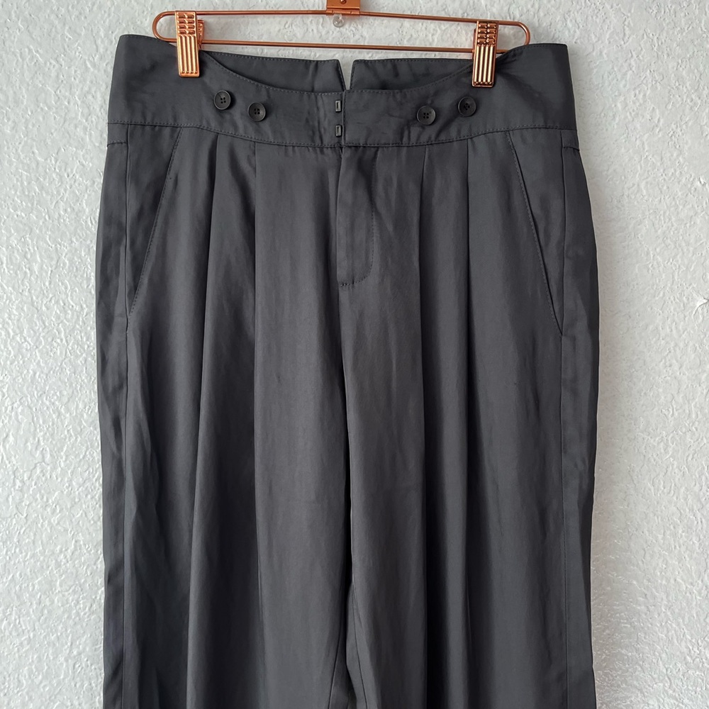 Helmut Lang Dress Pants Gray Tapered Leg Pleated High Waisted Loden size 2 - Picture 2 of 15
